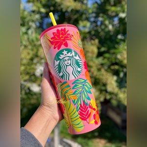 Starbucks Mexico/Caribbean Floral Tropical Leaves Stainless Steel Tumbler